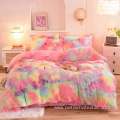 Colorful winter printing soft fluffy duvet cover